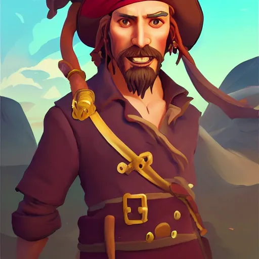 Image similar to painting jack the pirate on sea of thieves game avatar hero smooth face median photoshop filter cutout vector behance hd by jesper ejsing, by rhads, makoto shinkai and lois van baarle, ilya kuvshinov, rossdraws, illustration, art by ilya kuvshinov and gustav klimt