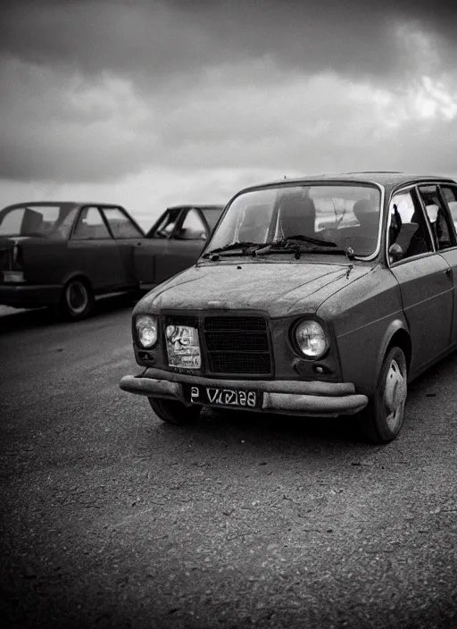 Prompt: vaz 2101, wide angle lens, in the style of the Dutch masters and Gregory Crewdson, dark and moody