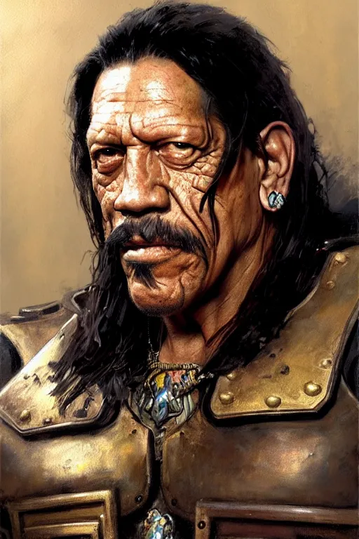 Image similar to danny trejo portrait dnd, painting by gaston bussiere, craig mullins, greg rutkowski, yoji shinkawa