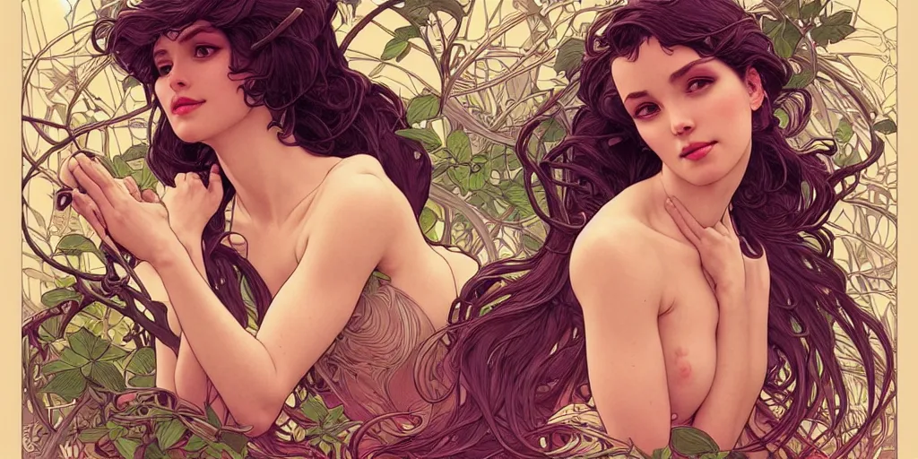 Image similar to beautiful woman turning in to a bird in the garden of eden, dark surrealism, intricate, elegant, highly detailed, artstation, concept art, smooth, sharp focus, illustration, art by artgerm and moebius and alphonse mucha