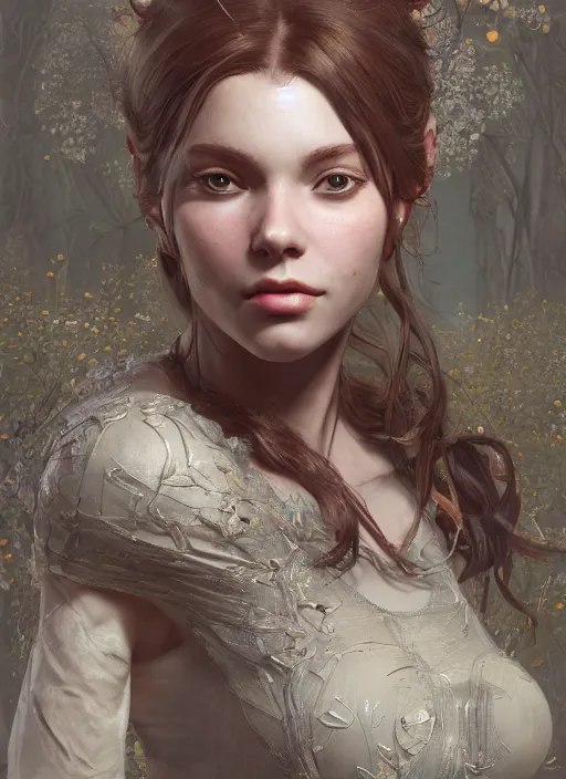 Image similar to belle, naturel, hyper detailed, digital art, trending in artstation, cinematic lighting, studio quality, smooth render, unreal engine 5 rendered, octane rendered, art style by klimt and nixeu and ian sprigger and wlop and krenz cushart