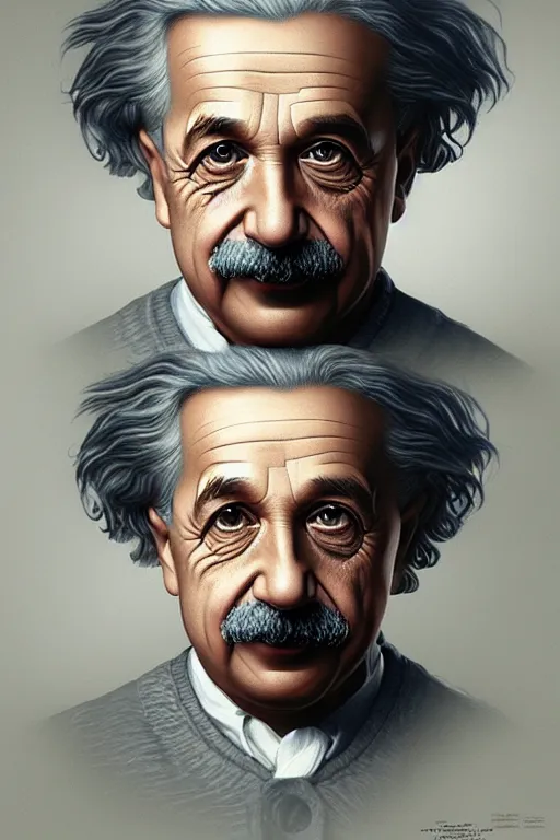 Image similar to intricate smooth color portrait of albert einstein in the style of tom bagshaw, 8 k octane beautifully detailed render