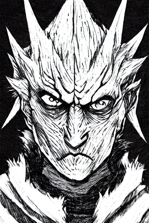 Prompt: The night king , game of thrones character by Kentaro Miura , textured, dark, manga, high contrast