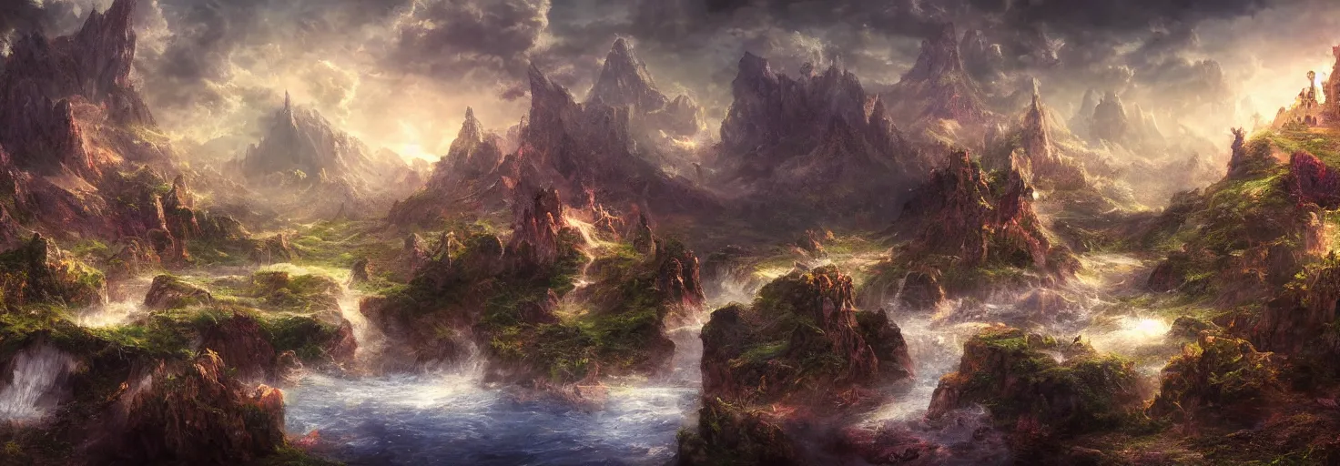 Image similar to photo of a fantasy landscape