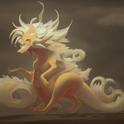 Prompt: ninetales, Greg rutkowski, Trending artstation, cinematográfica, digital Art