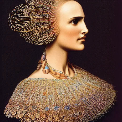 Prompt: portrait of natalie portman by ernst haeckel