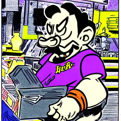 Image similar to steve - buscemiy - as - wario comic - con comic - book drawing from mad - magazine