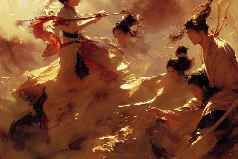 Prompt: wuxia, universe, painting by gaston bussiere, craig mullins, j. c. leyendecker