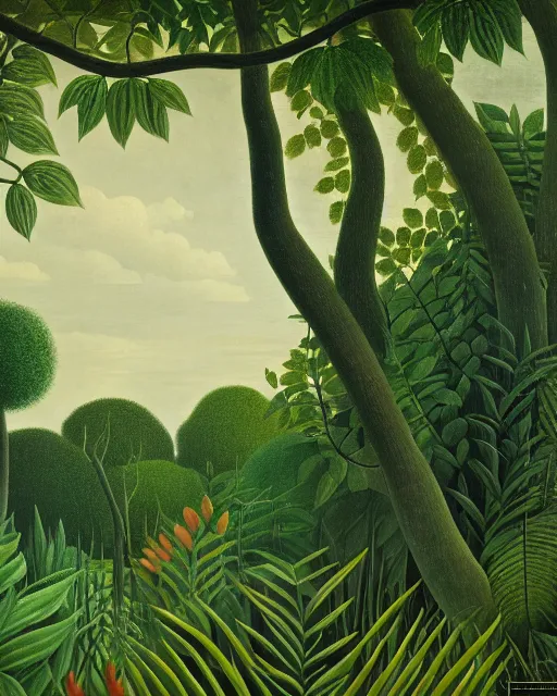 Prompt: reclaimed by nature by henri rousseau, wallpaper, highly detailed, trending on artstation.