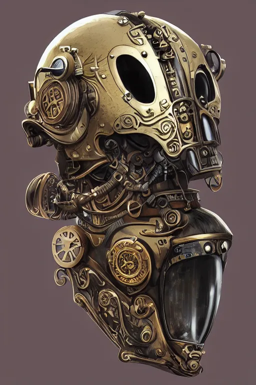 Image similar to steampunk helmet fantasy art mask robot ninja stylized digital illustration sharp focus, elegant intricate digital painting artstation concept art global illumination ray tracing advanced technology chaykin howard and campionpascale and cooke darwyn and davis jack