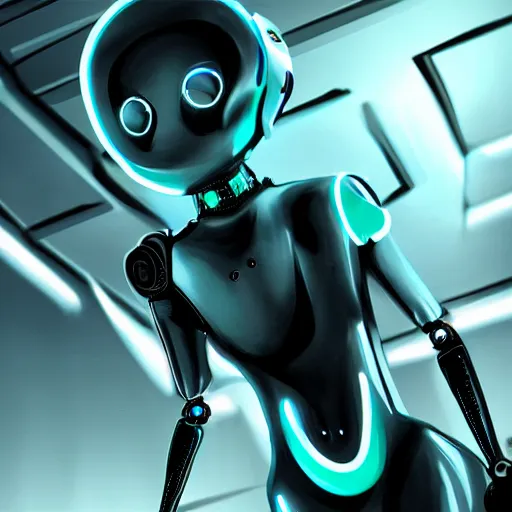 Image similar to futuristic robot with neon eyes, hyperrealistic, cinematic, sleek, epic
