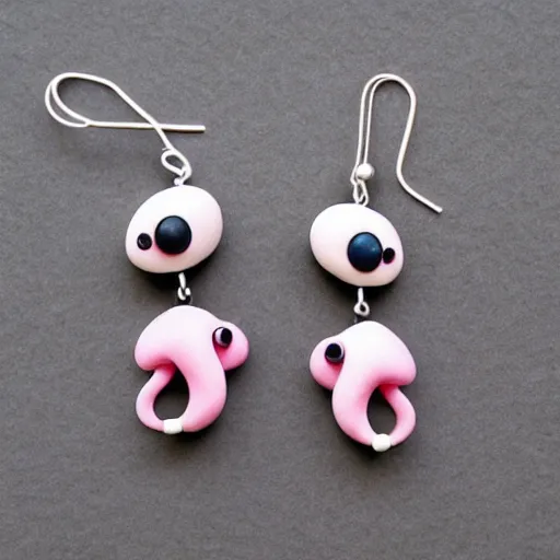 Prompt: kawaii octapus polymer clay earrings