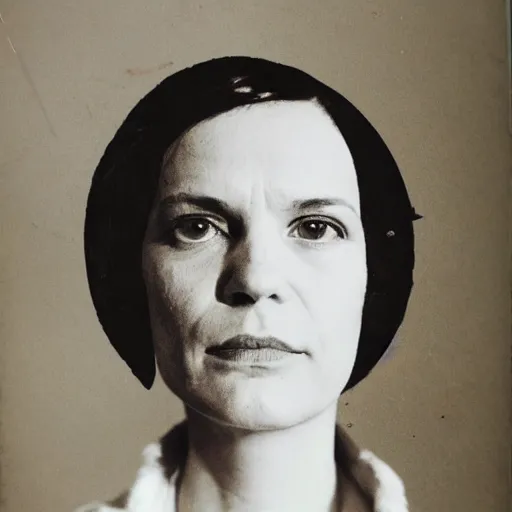 Prompt: laetitia sadier, collage, portrait, by toshiko okanoue