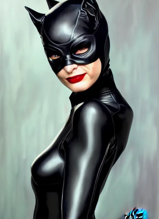 Prompt: a _ fantasy _ style _ portrait _ painting _ catwoman, oil _ painting _ unreal _ 5 _ daz. _ rpg _ portrait _ extremely _ detailed _ paolo eleuteri serpieri