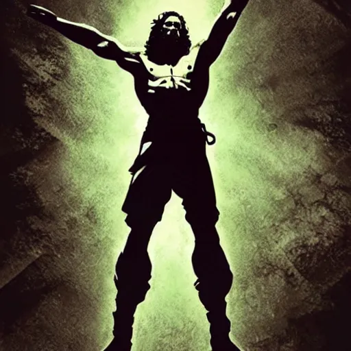 Image similar to jesus in a jojo dramatic pose, illustration by yoji shinkawa and greg rutkowski