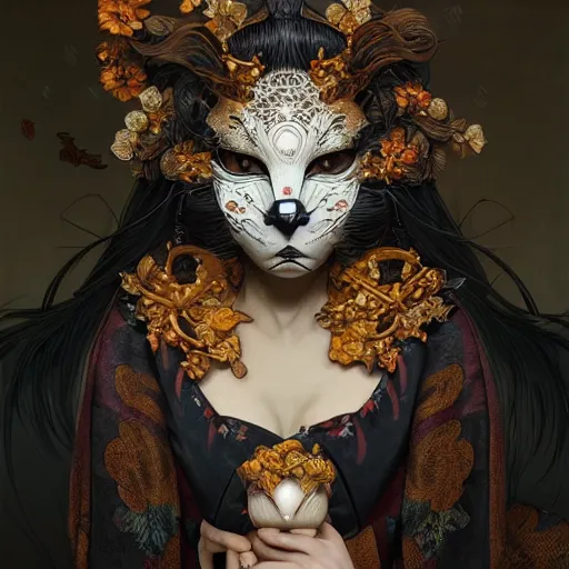 Prompt: a Photorealistic dramatic fantasy render of a beautiful woman wearing a beautiful intricately detailed Japanese Cat Kitsune mask and clasical Japanese Kimono by WLOP,Artgerm,Greg Rutkowski,Alphonse Mucha, Beautiful dynamic dramatic dark moody lighting,shadows,cinematic atmosphere,Artstation,concept design art,Octane render,8K The seeds for each individual image are: [2769065892, 349519043, 127302702, 1892787522, 595438501, 3324810705, 675688536, 307087866, 4253585301]