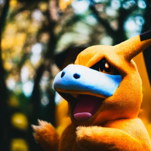 Prompt: high definition photograph, shot with sigma f / 4. 2, 5 0 mm sharp lens, shallow depth of field, pokemon : ( subject = charizard + subject detail = photo realistic, high detail, accurate features )