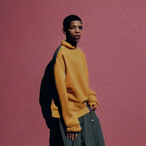 Image similar to realistic photoshooting for a new nike lookbook color film photography of a beautiful woman model, photo in style of tyler mitchell, ssense