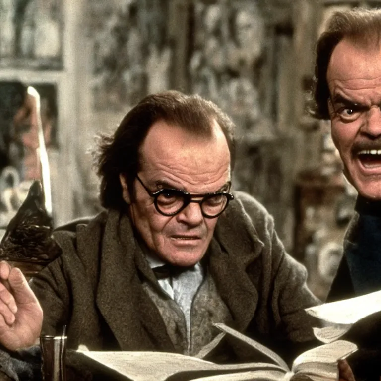 Prompt: Jack Nicholson as a professor in Harry Potter, film still