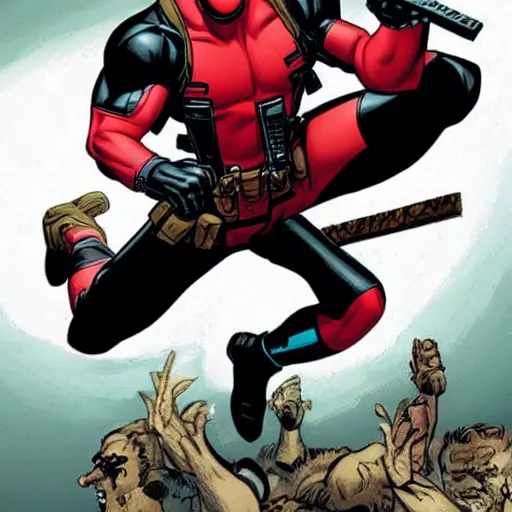 Prompt: deadpool comic, by ty templeton, comic book art