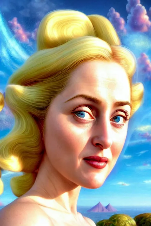 Image similar to polished sweaty princess peach : : young gillian anderson old annasophia robb : : kate upton body : : weta disney pixar movie still photo : : hi - fructose, sci fi, fantasy, decadent highly - detailed digital painting, golden ratio, octane render, artstation, smooth, sharp focus, artgerm, mucha, loish, wlop : :