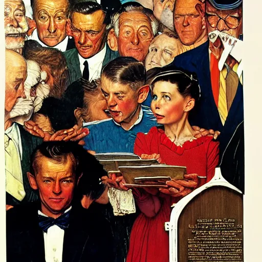 Prompt: the art of the deal by norman rockwell