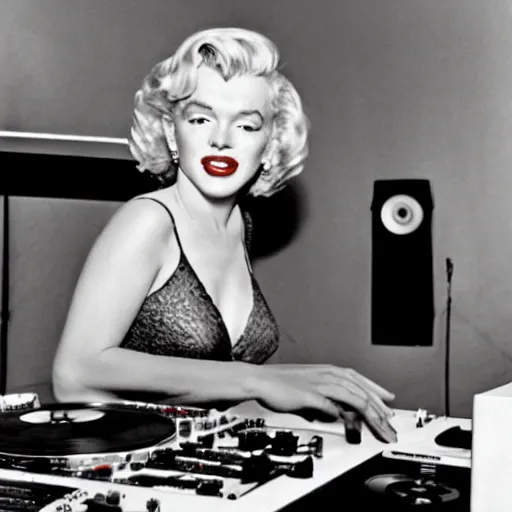 Prompt: marilyn monroe on the dj decks