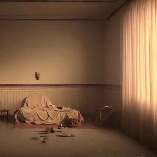 Prompt: colour aesthetic photography of scene from duna ( 2 0 2 1 ) by denis villeneuve and gregory crewdson style with hyperrealistic highly detailed faces. many details by andrei tarkovsky and caravaggio in sci - fi style. volumetric natural light hyperrealism rendered in blender and octane render