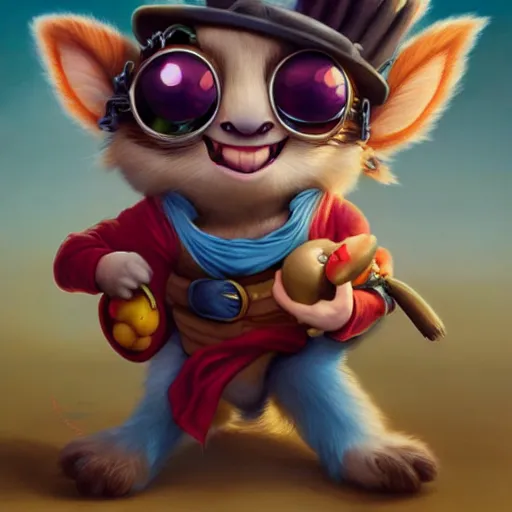 Prompt: teemo from league of legends, Pixar style, by Tristan Eaton Stanley Artgerm and Tom Bagshaw.