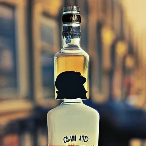 Image similar to a perfect photograph of captain haddock made from a bottle of whisky