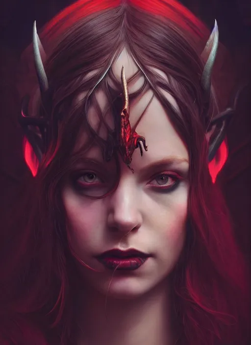 Prompt: full face epic portrait, victorian gothic succubus, horn, matte painting concept art, midjourney, beautifully backlit, swirly vibrant color lines, majestic, cinematic aesthetic octane render, 8 k hd resolution, by ilya kuvshinov, artgerm, darius zawadzki and zdizslaw beksinski