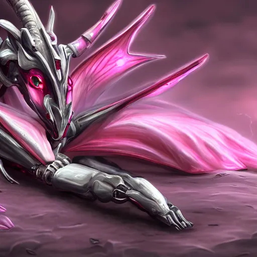 Image similar to very close up foot shot, detailed foot shot, hyperdetailed elegant beautiful stunning anthropomorphic hot mecha female dragon showing detailed sharp dragon claws close to camera, laying on beach, soft pads, sharp silver armor, fuchsia skin, feet art, warframe destiny fanart, feet art, dragon paws, furaffinity, deviantart, octane, ekasportal