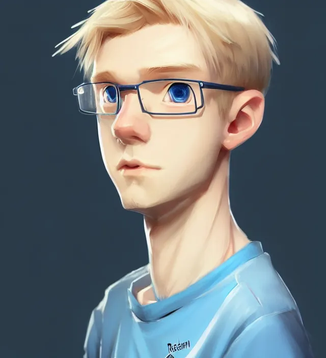 Prompt: character concept art of a cute young german boy with blond hair and bluish eyes, wearing a laboratory wear. lovely - fine - face, pretty face, key visual, realistic shaded perfect face, fine details by rossdraws, james jean, andrei riabovitchev, marc simonetti, sakimichan, trending on artstation