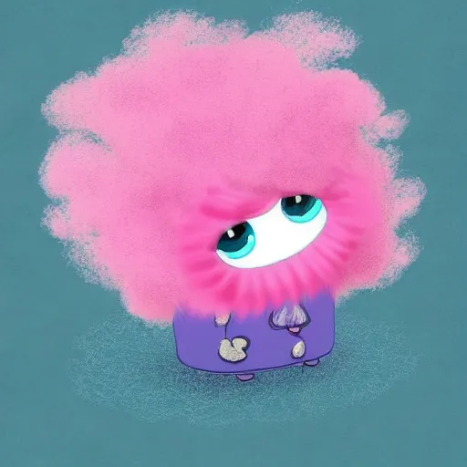 Prompt: cute cotton candy monster