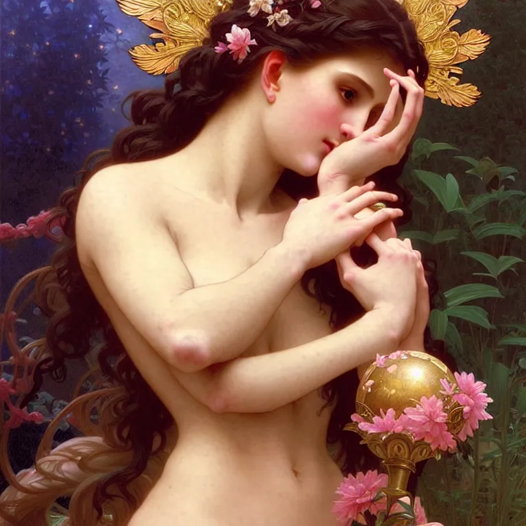 Prompt: epic professional digital art of sweet wonderful goddess, accent lighting, painted, intricate, detailed, cheery, fun, effervescent, sharp focus, illustration, art by artgerm and greg rutkowski and alphonse mucha and william - adolphe bouguereau, epic, stunning, gorgeous, much wow, much detail, cinematic, masterpiece.