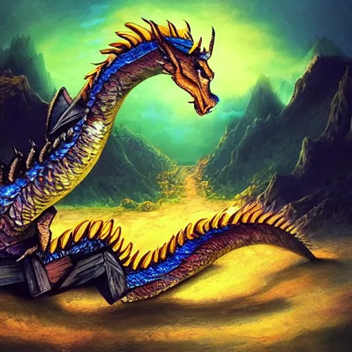 Prompt: “an iridescent dragon destroying a land of donkeys, epic, detailed”