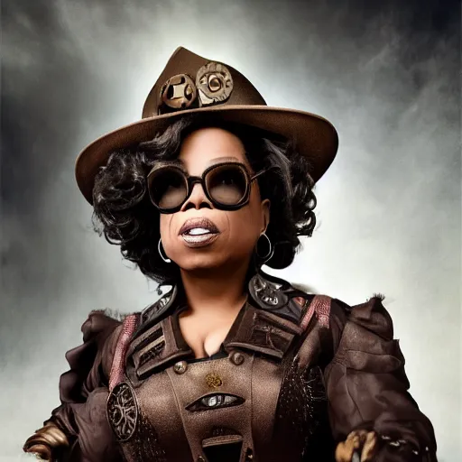 Image similar to oprah winfrey steampunk cyborg, fantasy, sharp focus, contemporary fashion shoot, by edward robert hughes, annie leibovitz and steve mccurry, david lazar, jimmy nelsson, extremely detailed, hyperrealistic, perfect face, octane render