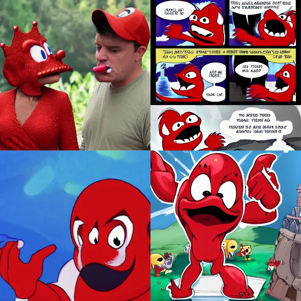 Prompt: ugandan knuckles spitting on the false queen