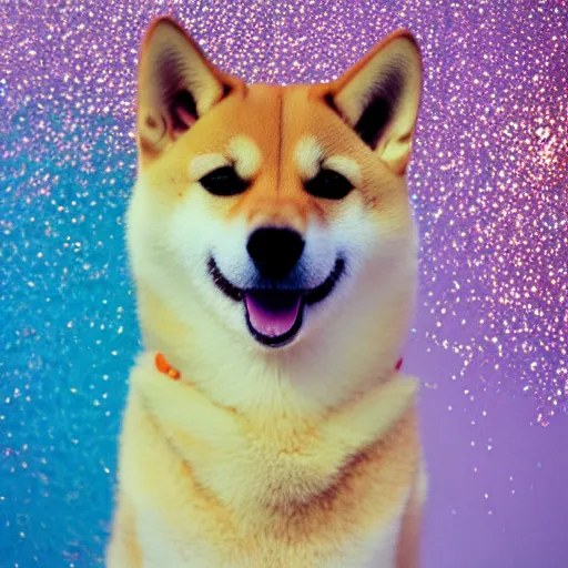 Prompt: a shibe made out of glitter and stardust, ultra detailed, cinestill 8 0 0