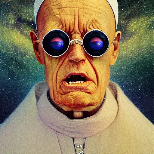 Prompt: UHD photorealistic Cosmic Pope Beavis trending on artstation, in the style of tonalism by Greg Rutkowski and Mike Judge