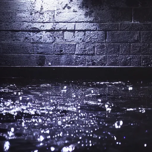 Prompt: empty nightclub dark night water mess