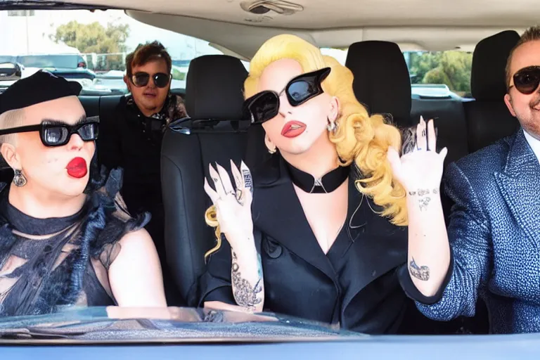 Image similar to lady gaga and judy garland carpool karaoke