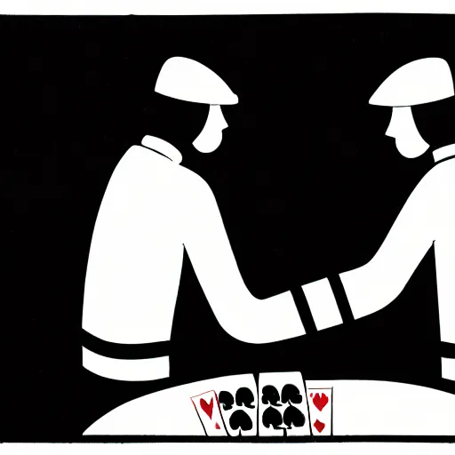 Image similar to book illustration of a poker match, book illustration, monochromatic, white background, black and white image