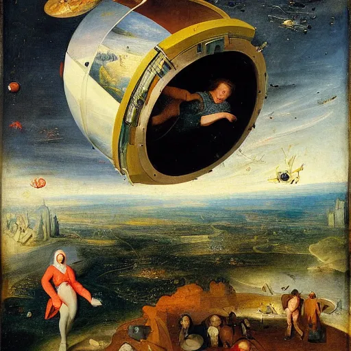 Image similar to Woman inside a spaceship, by Jan Brueghel the Elder