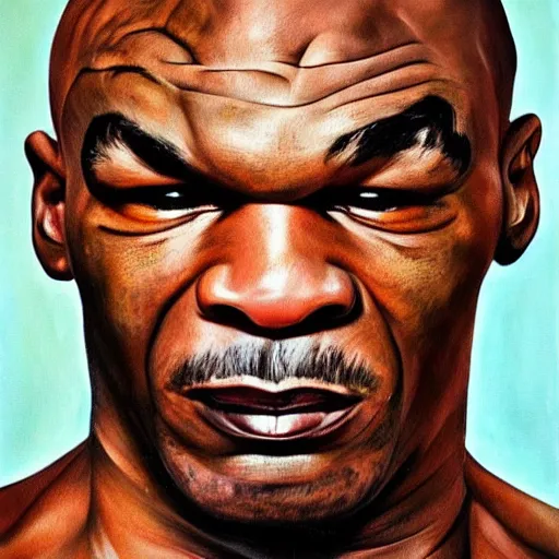 Prompt: high quality high detail painting by lucian freud, hd, portrait of mike tyson