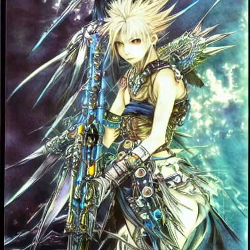 Image similar to conceptual art from from final fantasy by master artist yoshitaka amano