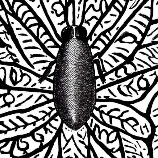 Prompt: fly, black and white, botanical illustration, black ink on white paper, bold lines