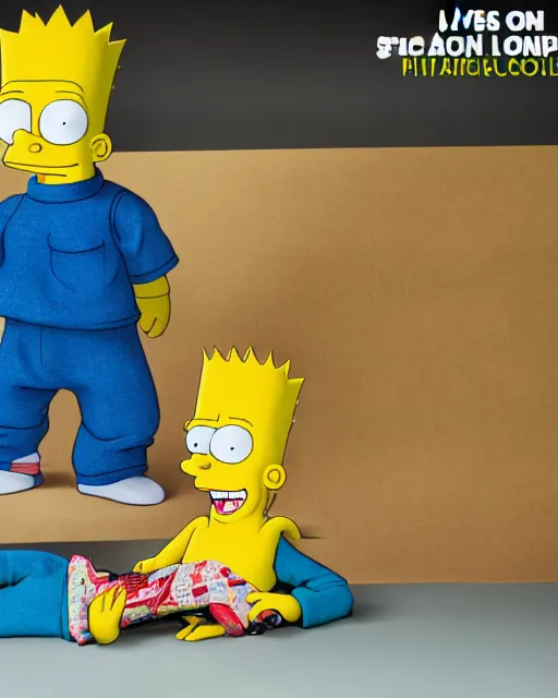 Image similar to live action bart simpson with open sores, centered, studio lighting, 1 5 0 mm