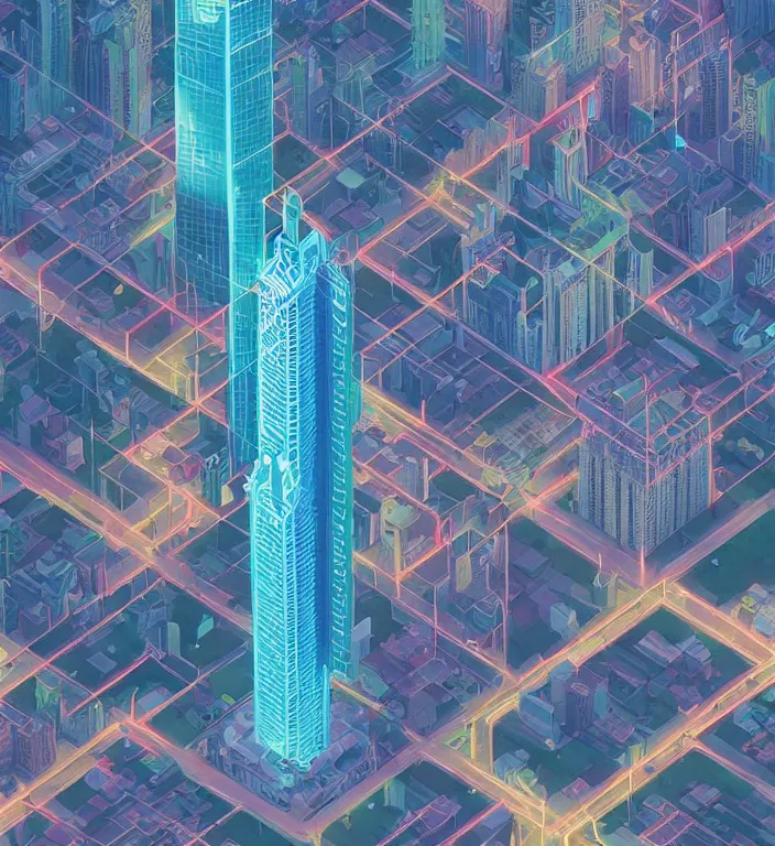 Prompt: beautiful isometric fractal totem in hong kong, shot from drone, trending on artstation art by james gilleard and edward hopper, highly detailed, cg society contest winner