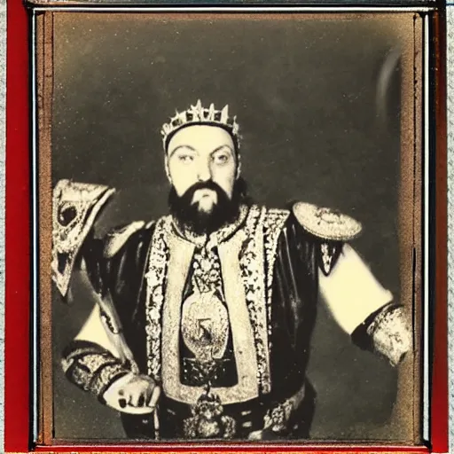 Prompt: Ivan the Terrible in his palace in Moscow dance rock-n-roll, high detail, Polaroid , old photo width 768